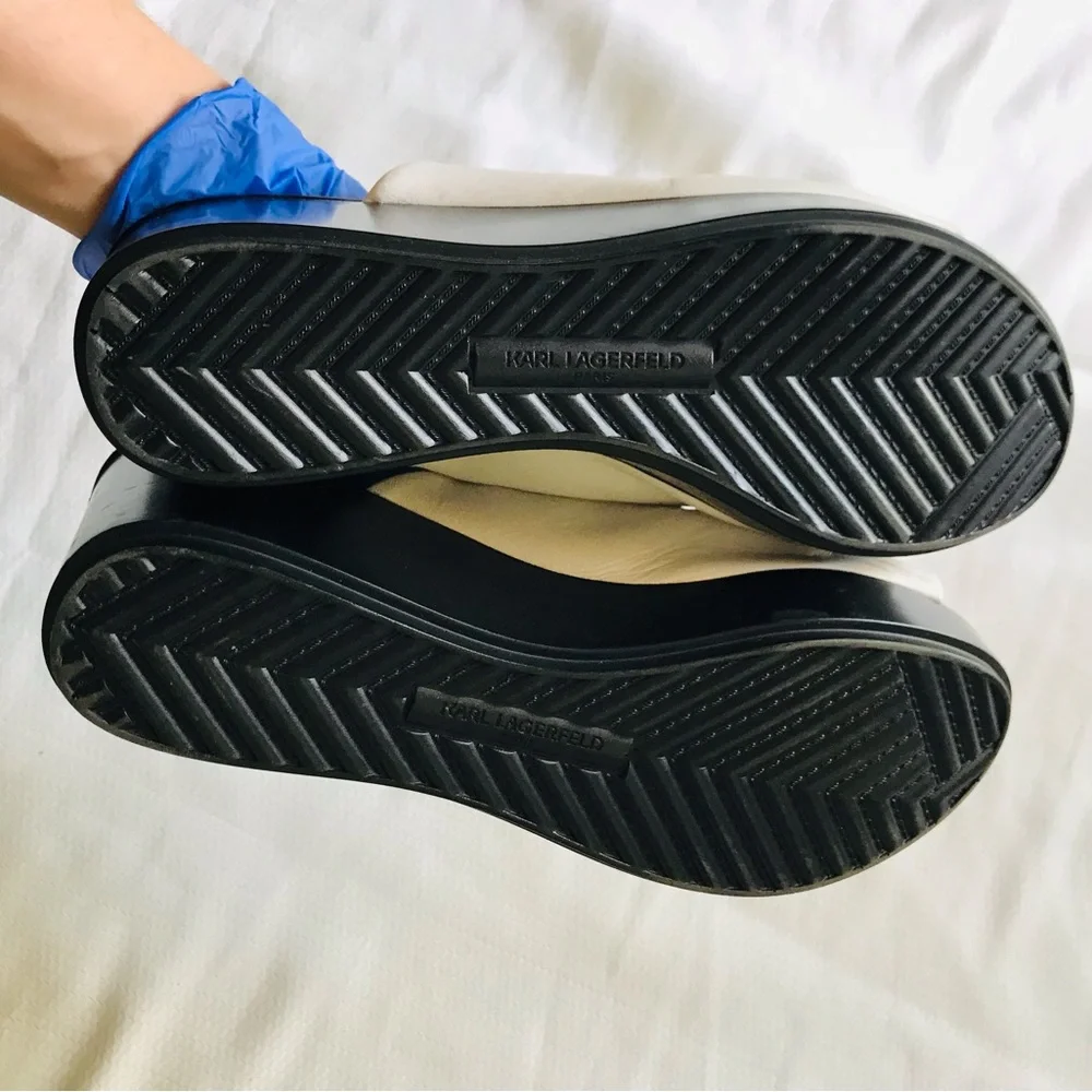 Karl Lagerfeld Black and White Women's Wedge Sandals
